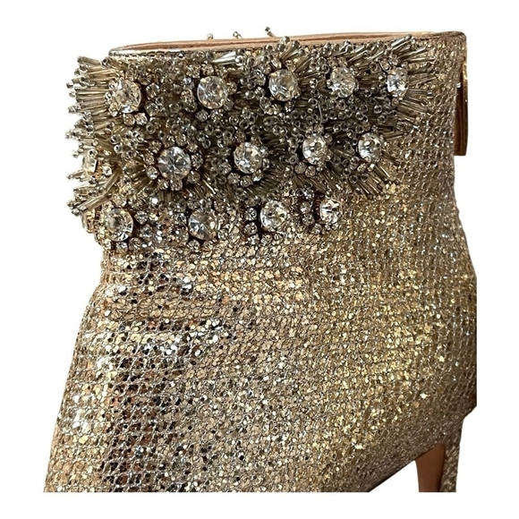 Vince Camuto IM-Lura Gold Glitter Mesh Heeled Ankle Boots Size 8.5 - Picture 9 of 12